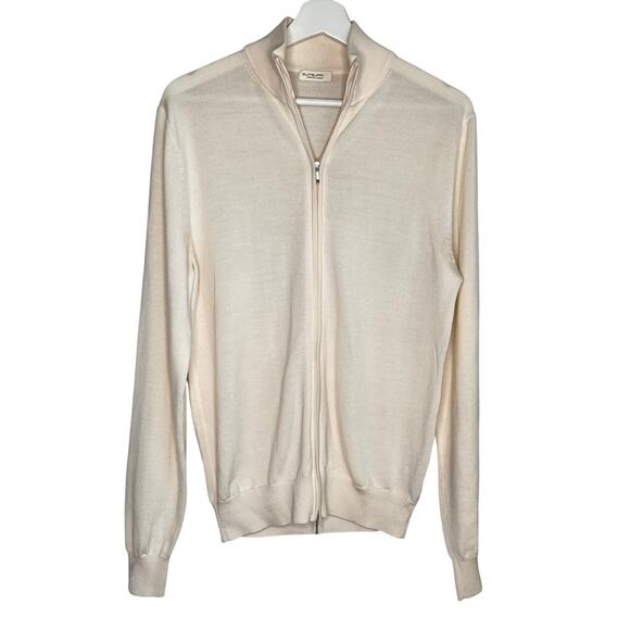 Suitsupply Merino Wool Long Sleeve  Full Zip Cardigan Sweater Cream Men's Size M - Picture 1 of 8